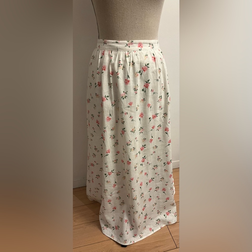 Joie linen rosebud maxi midi skirt medium coquette